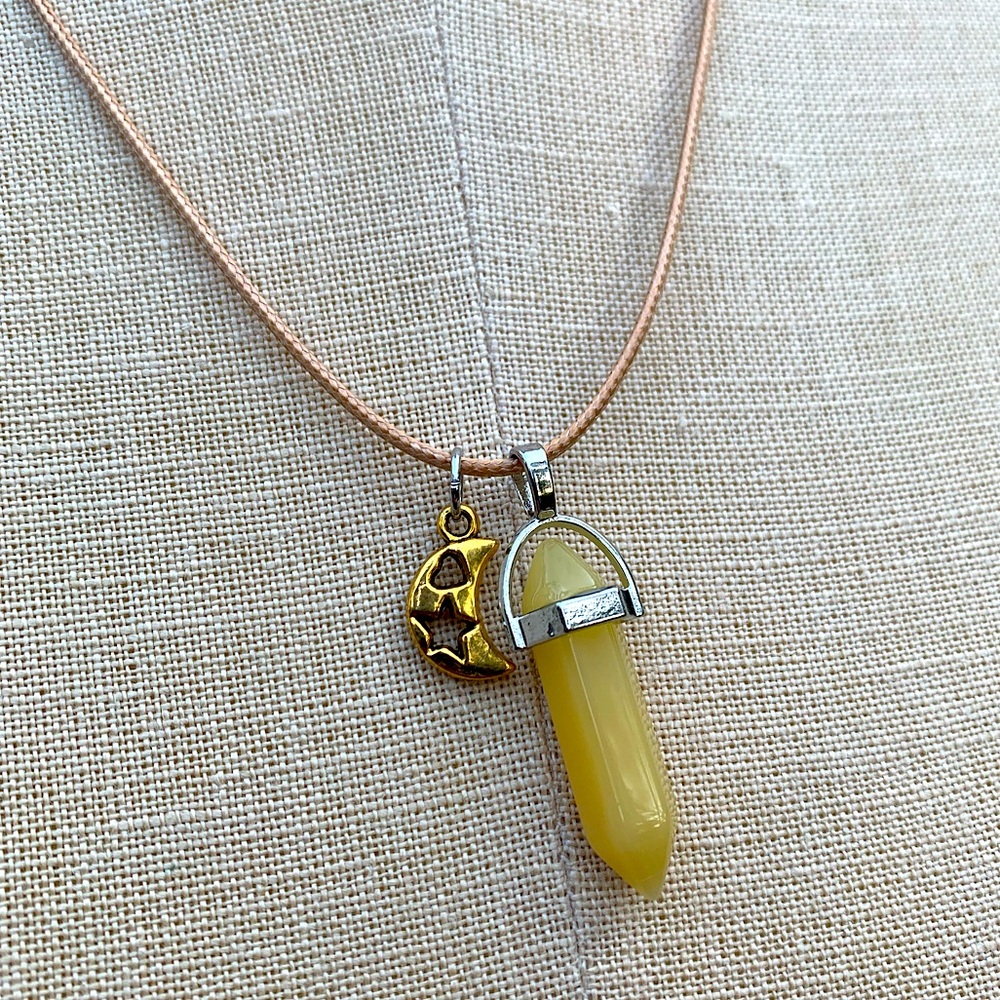Handmade Resin Crystal Amulet Moon Necklace